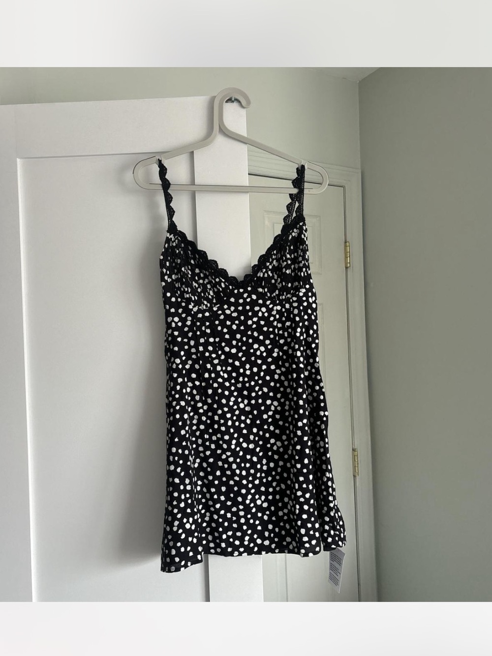 ASOS Black & White Polka Dot Lace-Trim Cami Top